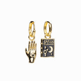 Mystic Spells Hoop Earrings - Gold Witchy Statement Jewelry