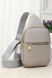 Solid PU Sling Bag: Light Brown