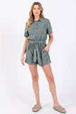 MINEREAL WASHED TIE WAIST OVERALL ROMPER