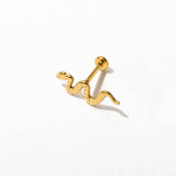 14k Gold PVD Snake Flat Back Stud Earrings - Pair or Single
