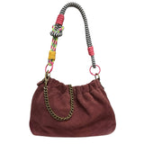 SUEDE LEATHER SHOULDER BAG PLEATED: CAMEL