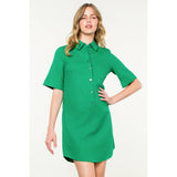 Short Sleeve Collared Button Dress