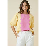 Romantic Wave Glam Scallop Blouse