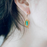 Small leaf earrings with colorful beads