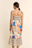SQUARE NECK STRAPPY MIDI SUNDRESS TIERED SKIRT