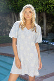 36437 Floral Embroidered Flared Hem Mini Dress