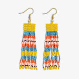Billie Mixed Horizontal Stripes Beaded Fringe Earrings Amalfi Wholesale