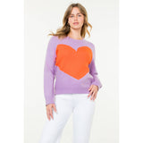 Colorblock Heart Knit Sweater