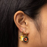 Hoop Earrings - Walkman & 7" - Gold Music DJ Statement