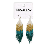 Claire Ombre Beaded Fringe Earrings Emerald Green Wholesale