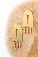 Colorful Brass and Bead Arch Earrings