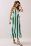 CD06828-Striped Back Smocked Detail Side Pocket Maxi Dress