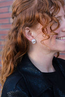 Skull Studs - White Glitter // Halloween Earrings