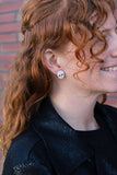 Skull Studs - White Glitter // Halloween Earrings