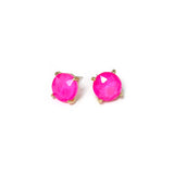 Sterling Silver S925 Post 12mm Round Glass Stud Earrings