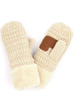 C.C Solid Color Knitted Mitten Gloves