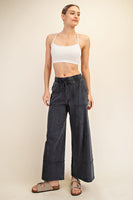 Cotton Poly Cropped Wide Pant