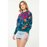 Flower Rib Knit Sweater
