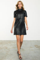 Short Sleeve Leather Dress