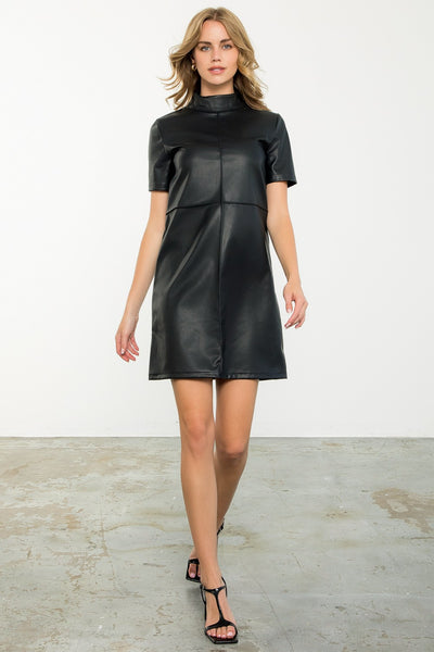 Short Sleeve Leather Dress Circa Boutique + Gifts Short Sleeve Leather Dress Circa Boutique + Gifts