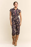 PRINTED SCUBA ZIPPER FRONT JUMPSUIT