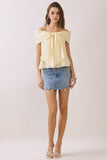 CT9079-Bow Accented Off The Shoulder Top