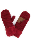 C.C Solid Color Knitted Mitten Gloves