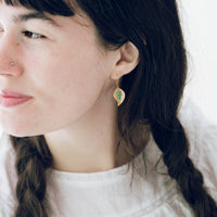 Small leaf earrings with colorful beads