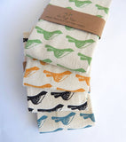 Bird Kitchen Towel, Handprinted Tea Towel