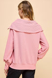 CT9019-Front Zipper Oversized Collar Pullover