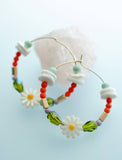 Daisy Beaded Hoops