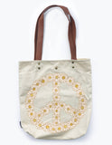 Canvas Tote Bag with Vegan Leather Handles | Peace Daisies