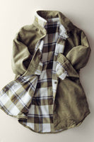 Corduroy And Plaid Flannel Shacket W/chest Pockets- 3 Colors