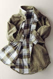 Corduroy And Plaid Flannel Shacket W/chest Pockets- 3 Colors