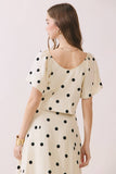 CT9872-Polka Dot Flutter Sleeve Cropped Top