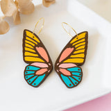 70s Butterfly Wing Retro Wood Earrings