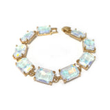 Emerald Cut Glass Crystal Linked Statement Bracelet