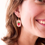 Strawberry Earrings Ceramic Pink Dangle Jewelry