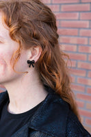 Bow Studs - Black Glitter // Game Day Earrings