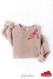 RIBBON BOW PUFF NECKLINE  Graphic Sweatshirt