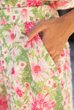 36735 Scallop Hem Detail Embroidered Floral Print Short