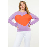 Colorblock Heart Knit Sweater