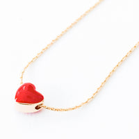 Red Heart Charm Gold Filled Necklace