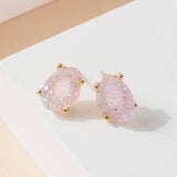 Druzy Sparkly Stone Crystals Stud Earrings