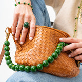 Iris Large Resin Bead Necklace Green Wholesale