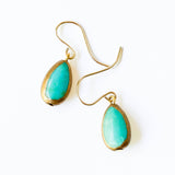 Small Authentic Turquoise Teardrop dipped in gold Earrings