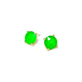 Sterling Silver S925 Post 12mm Round Glass Stud Earrings
