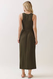 Solid Sleeveless Midi Dress with Front Slit - VD40755