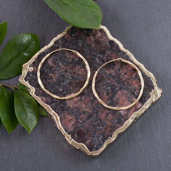 Brass Textured Hoop Earring