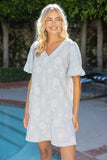 36437 Floral Embroidered Flared Hem Mini Dress